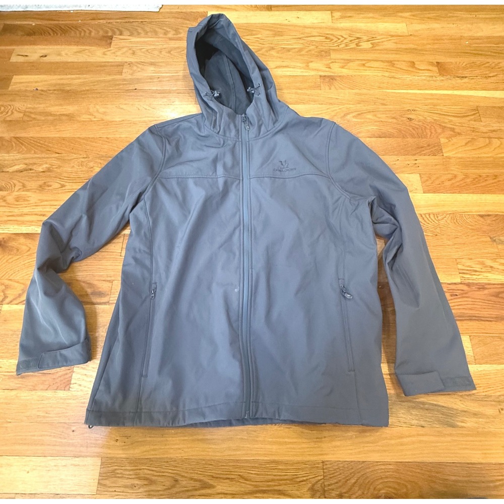 Camel‎ Crown Mens Softshell Jacket Gray Hooded Fleece Lined  XL